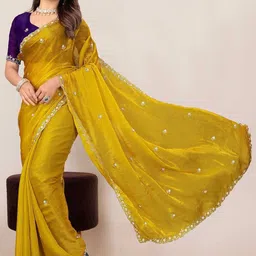 GHAN SALS Floral Embroidered Pure Chiffon Saree image 5
