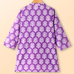 babyhug BabyhugCotton Woven Full Sleeves Floral PrintedKurta & Dhoti Set - Purple image 3