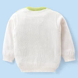 Babyhug Knitted Full Sleeves Sweater Set with Floral Design - Lime Green image 3