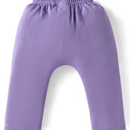 Babyhug Cotton Interlock Knit Full Length Diaper Leggings with Floral Print Pack of 3 - Yellow Pink & Purple image 3