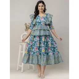 Henal Floral Print Maternity Fit & Flare Midi Dress image 3