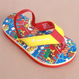 Cute Walk by Babyhug Slip on Flip Flops withComic Print - Red,blue and Yellow image 4