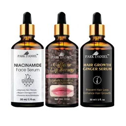Park Daniel Set Of 3 Niacinamide With Beetroot Lip Serum & Hair Growth Serum -30 ml Each image 1