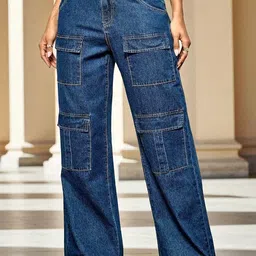 Glossia Women Comfort Wide Leg High-Rise Stretchable Jeans-image-57