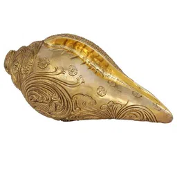 Exotic India Brass Conch with Lord Vishnu & Lakshmi Ji Showpiece image 3