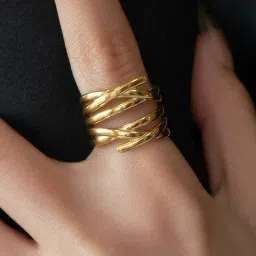 Designs & You Gold-Plated Anti Tarnish Stainless Steel Contemporary Adjustable Ring-picture-34