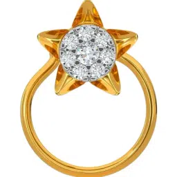 Kisna Diamond & Gold Jewellery 18k Gold & Diamond Happy Cluster Nosepin for Women-picture-35