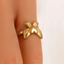 Designs & You Gold-Plated Anti Tarnish Stainless Steel Bow Themed Adjustable Ring-picture-27