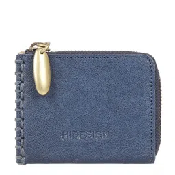 Hidesign EI Flourish W3 Blue Leather Solid Card Holder image 2