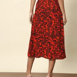 Trend Arrest Red & Black Floral Print Skirt image 2