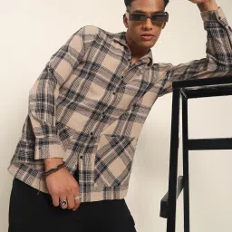 Bene Kleed Beige Checks Shirts image 2