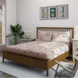 Swayam Ananda Pink Cotton 210 TC 130 GSM King Size Bedsheet With 2 Pillow Covers image 2