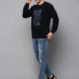 showoffff SHOW OFF Navy Blue Cotton Regular Fit Printed Sweatshirt image 5