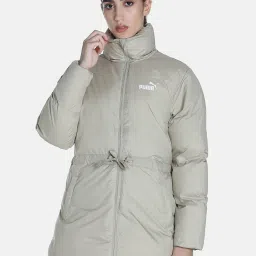 Puma Grey Logo Print Puffer Jacket image 1