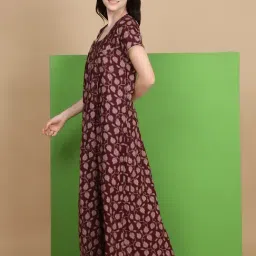 Sweet Dreams Maroon Viscose Printed Night Dress image 5