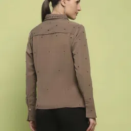MADAME Brown Embellished Shirt image 2
