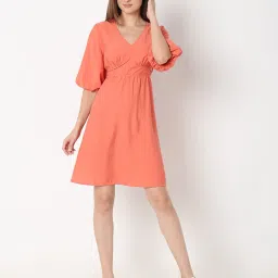 Vero Moda Orange Regular Fit A Line Dress image 2