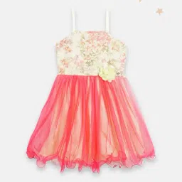 Butterfly Blush Kids Yellow & Red Embroidered Party Dresses-image-7