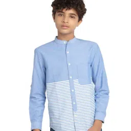Under Fourteen Only Boys Blue & White Striped Shirt-picture-32