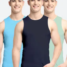 Friskers Multi Cotton Slim Fit Vest - Pack of 3-picture-15