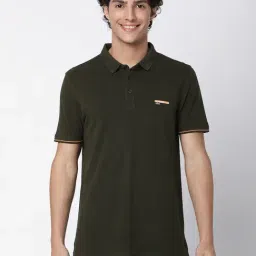 UnderJeans by Spykar Dark Green Regular Fit Polo T-Shirt-image-41
