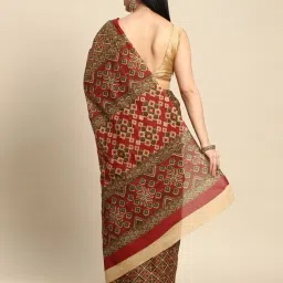 SHANVIKA Green & Red Pure Cotton Checkered Print Saree image 2