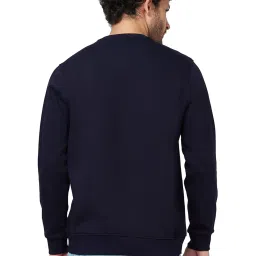 Spykar Navy Slim Fit Embroidered Round Neck Sweatshirt image 2