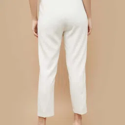 Code by Lifestyle Off White Solid Trousers image 2