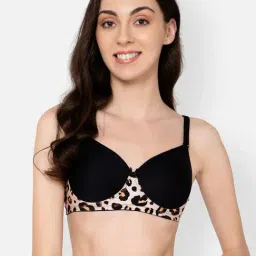 Clovia Brown & Black Printed Full Coverage T-Shirt Bra-picture-11