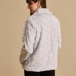 Kazo Grey Embellished Fur Jacket image 2