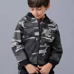 Under Fourteen Only Kids Grey & White Camouflage Full Sleeves Jacket image 1
