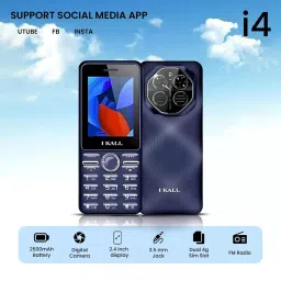 I kall 4 G Keypad Mobile Phone 2.4 Inch (6.096 cm) HD Display Dual Sim Blue 2500 MAh, IK-I4-BLUE image 3
