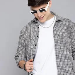 Aeropostale Textured Self Design Micro Checks Opaque Casual Shirt-picture-10
