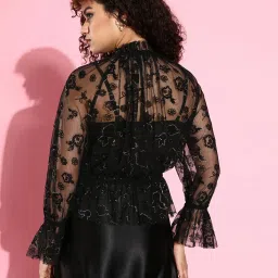 KASSUALLY Black Lace Top image 2