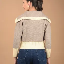 Crimsoune Club Brown Acrylic Regular Fit Jacquard Cardigan image 2