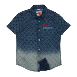 Under Fourteen Only Kids Blue Printed Shirt image 1