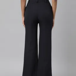 showoffff SHOWOFF Navy Flared Fit Mid Rise Trousers image 2