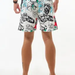 Bewakoof White Poplin Cotton Regular Fit Printed Boxers Shorts image 2