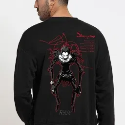 Bewakoof Black Loose Fit Graphic Print Oversized Sweatshirt image 2