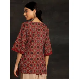Libas Maroon Women Ethnic Motif Printed Kurti with Flared Sleeves image 2
