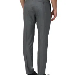 Peter England Grey Slim Fit Flat Front Trousers image 2