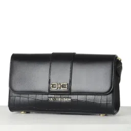 Van Heusen Black Textured Medium Sling Handbag image 2