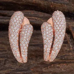 Kushal's Fashion Jewellery White Rose Gold Tone Plated Earrings for Women image 1