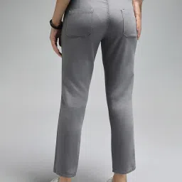 High Star Grey Cotton Slim Fit High Rise Trousers image 2