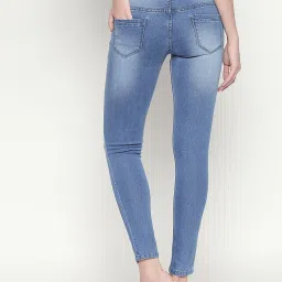High Star Blue Cotton Distressed Slim Fit High Rise Jeans image 2