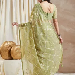 Saree Mall Green Embroidered Saree With Unstitched Blouse image 2
