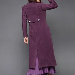 Miss Chase Purple Relaxed Fit Patched Pocket Button Down Longline Coat image 2