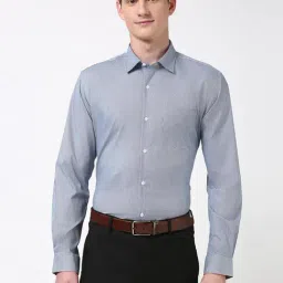 Peter England Blue Regular Fit Striped Shirt-picture-37