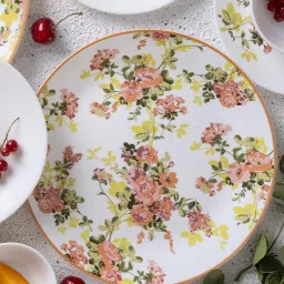 Larah by Borosil White Opalware Floral Dinner Set image 2