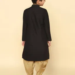 KISAH Black & Beige Solid Full Sleeves Kurta with Dhoti image 2